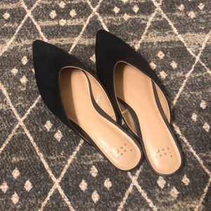 Satin black mule slides